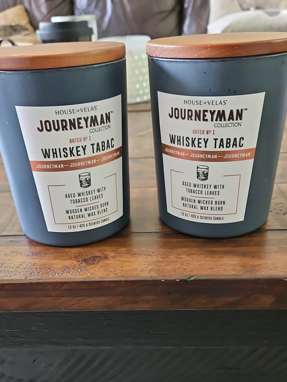 House of Velas Journeyman Whiskey Tabac Candle Pair- 15oz Each